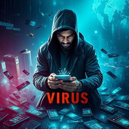 A cinematic sci-fi futuristic film poster titled 'The Virus'