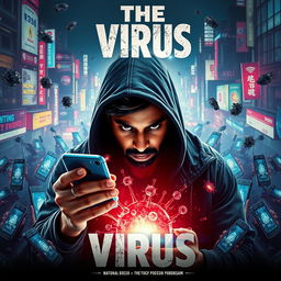 A cinematic action sci-fi futuristic film poster titled 'The Virus'