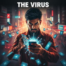 A cinematic action sci-fi futuristic film poster titled 'The Virus'