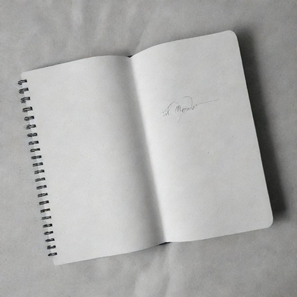 An open notebook on a bed, with a heart sketched solely in lines. Underneath the heart, the phrase 'El goti mami' is written.