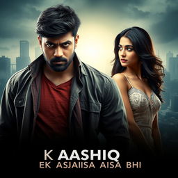 A captivating and intense cinematic film poster for 'EK AASHIQ AISA BHI'