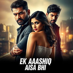 A captivating and intense cinematic film poster for 'EK AASHIQ AISA BHI'