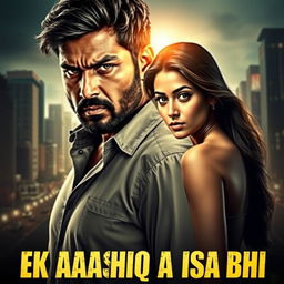 A captivating and intense cinematic film poster for 'EK AASHIQ AISA BHI'