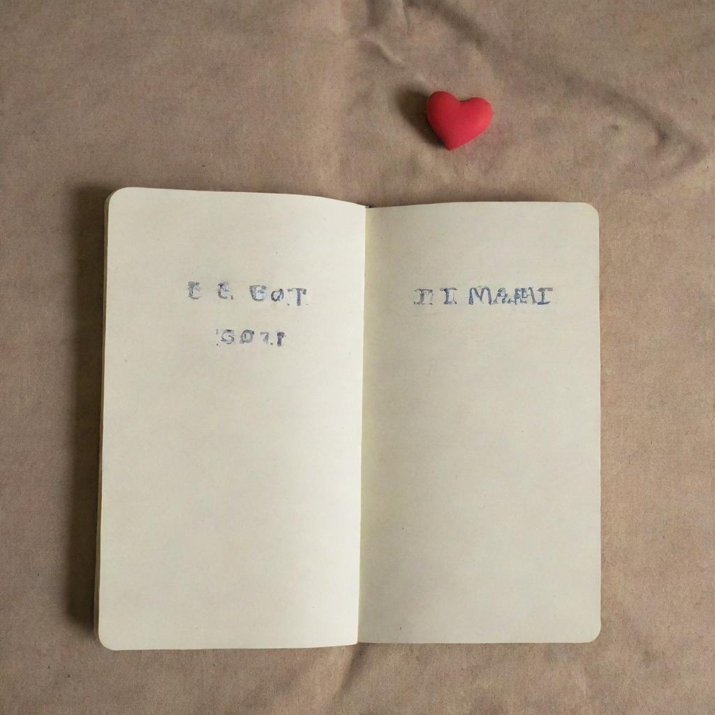 An open notebook on a bed with a line-drawn heart. Below the heart, the phrases 'El goti mami' and 'SiN Ti' are written.