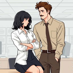 A romantic book cover featuring an office environment background