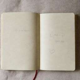 An open notebook on a bed with a line-drawn heart. Below the heart, the phrases 'El goti mami' and 'SiN Ti' are written.