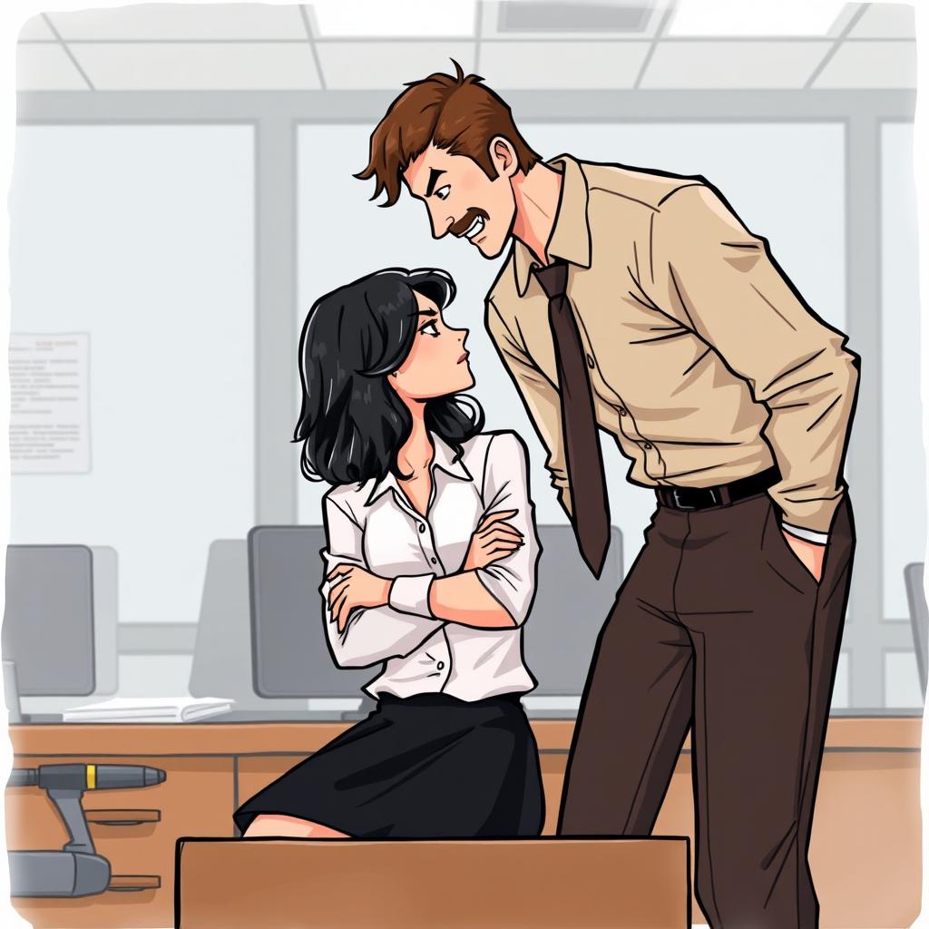 A romance book cover featuring an office environment background