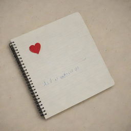 An open notebook on top of a bed. The notebook contains a heart drawn only with lines, and beneath the heart are the phrases 'El goti mami' and 'Sin Ti'.