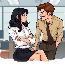 A romance book cover featuring an office environment background