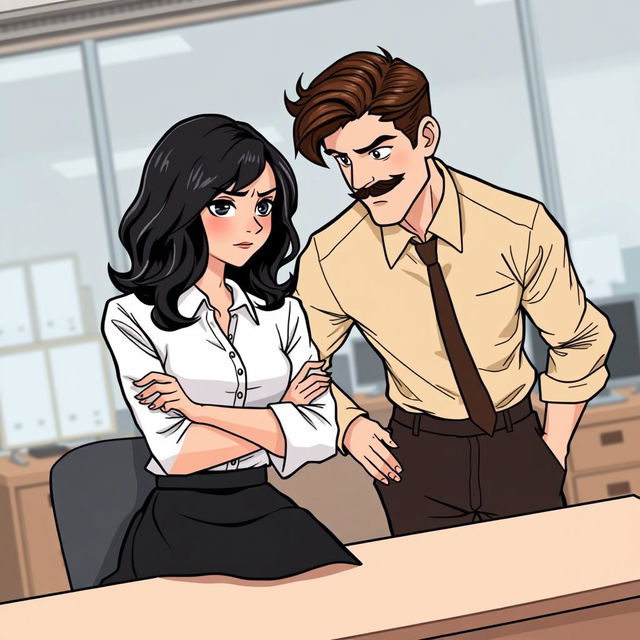 A romance book cover featuring an office environment in the background