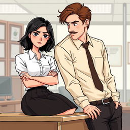 A romance book cover featuring an office environment in the background