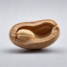 An intricately detailed close-up of a single peanut with its shell slightly cracked open to reveal the kernel inside.