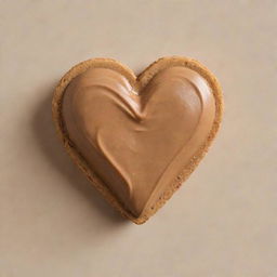 A heart shape marvelously crafted with creamy peanut butter against a contrasting background.