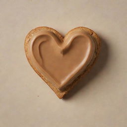 A heart shape marvelously crafted with creamy peanut butter against a contrasting background.