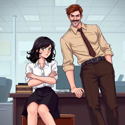 A romance book cover featuring an office environment in the background