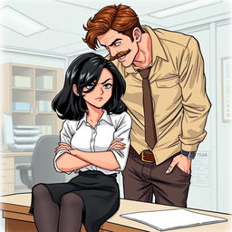 A romance book cover featuring an office environment in the background