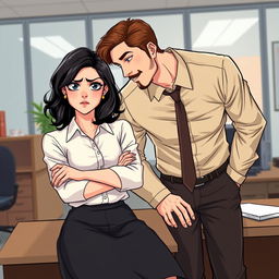 A romance book cover featuring an office environment in the background