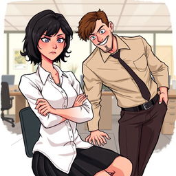 A romance book cover featuring an office environment in the background