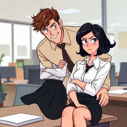 A romance book cover featuring an office environment in the background