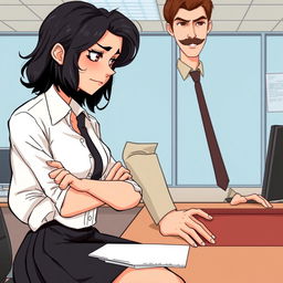 A romance book cover featuring an office environment as the background