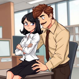 A romance book cover featuring an office environment as the background