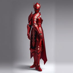 A breathtaking red anime-style armor set, designed with intricate patterns and a modern, sleek silhouette