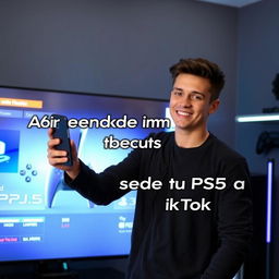 A young man showing how to stream your gameplay from a PS5 to TikTok