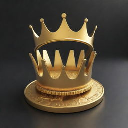 An abstract symbolic representation of gold. Show it in various symbolic representations such as a golden crown, a coin, and an ingot to signify wealth, power, and success.