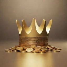 An abstract symbolic representation of gold. Show it in various symbolic representations such as a golden crown, a coin, and an ingot to signify wealth, power, and success.