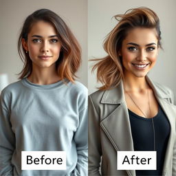 A captivating side-by-side comparison illustrating a person's transformation from 'before' to 'after'