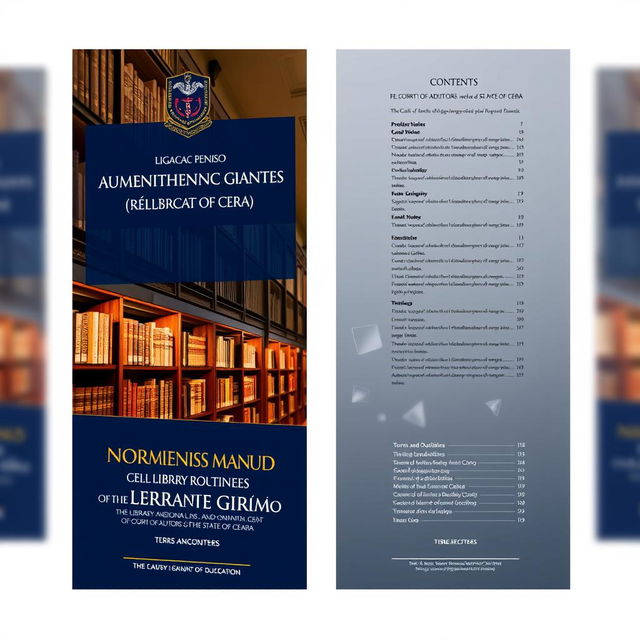 A comprehensive manual titled 'Norms and Routines of the Library Minister Raimundo Girão of the Court of Auditors of the State of Ceará', featuring a professional and formal design