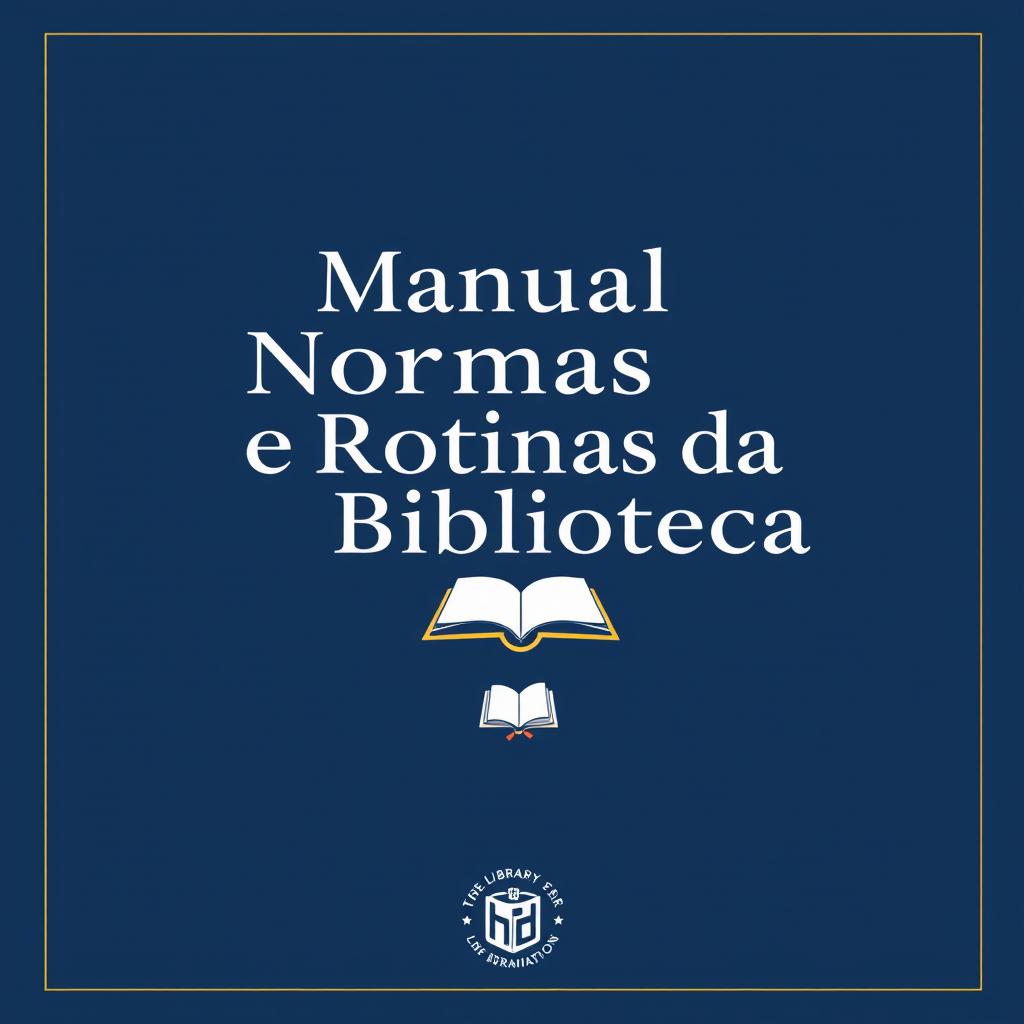 Cover design for the "Manual de Normas e Rotinas da Biblioteca