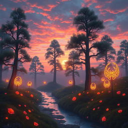 A stunning, surreal landscape depicting a dreamlike world inspired by the concept of 'Meus novecentos dias'