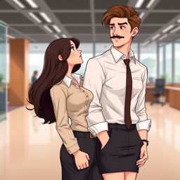 A romantic book cover featuring a contemporary corporate office background