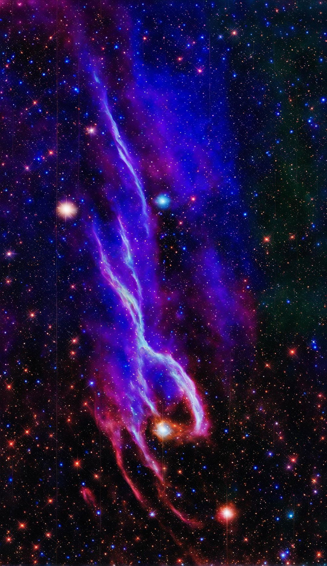 A high-definition professional photograph capturing the vastness of space with a colorful nebula in the foreground and a spiraling galaxy to the right.