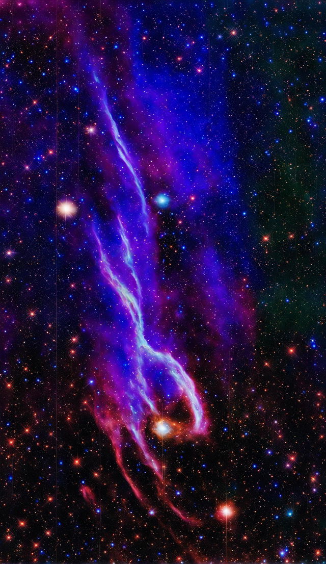 A high-definition professional photograph capturing the vastness of space with a colorful nebula in the foreground and a spiraling galaxy to the right.