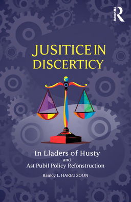 A captivating book cover design that visually represents the theme of justice in discretion and public policy reconstruction