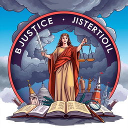 A thoughtful illustration representing themes of 'Justice', 'Discretion', and 'Reconstruction of Public Policy'