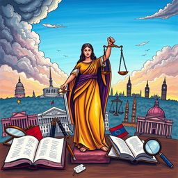 A thoughtful illustration representing themes of 'Justice', 'Discretion', and 'Reconstruction of Public Policy'