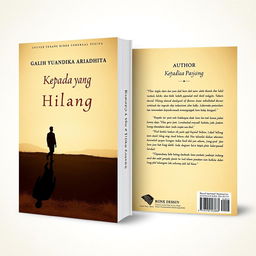 A novel cover design for 'Kepada yang Hilang', featuring a classic ambiance with minimalistic imagery