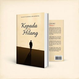 A novel cover design for 'Kepada yang Hilang', featuring a classic ambiance with minimalistic imagery