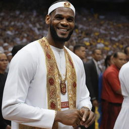 Lebron James envisioned as a Filipino, bearing distinct Filipino features and dressed in traditional Filipino attire.