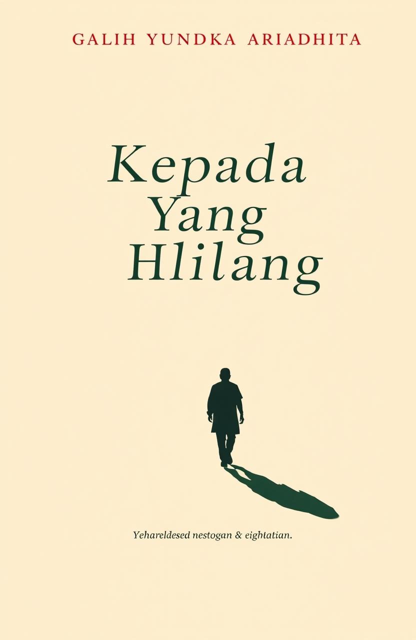 A minimalist novel cover design for 'Kepada Yang Hilang', featuring a classic atmosphere