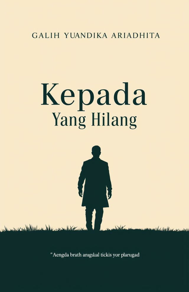 A minimalist novel cover design for 'Kepada Yang Hilang', featuring a classic atmosphere