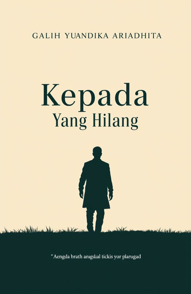 A minimalist novel cover design for 'Kepada Yang Hilang', featuring a classic atmosphere