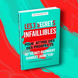 A vibrant and eye-catching book cover for the guide titled 'Les 3 Secrets Infaillibles pour Attirer des Prospects Qui Veulent Vraiment Acheter'