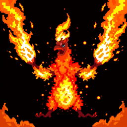 A pixelated attack animation concept for ‘Llama del Coraje’ that begins with bright orange and red pixelated flames igniting in the character's hands