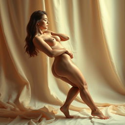 A graceful nude figure posed in an artistic and elegant manner, emphasizing the beauty of the human form