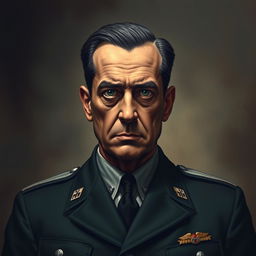 A portrait of Alois Brunner, depicted as a serious and authoritative figure, reflecting his role as the right-hand man of Adolf Eichmann during the Holocaust