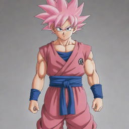 Goku in Saiyan Rose phase 1, wearing the traditional clothing of the planet Yardrat, as if drawn by Akira Toriyama